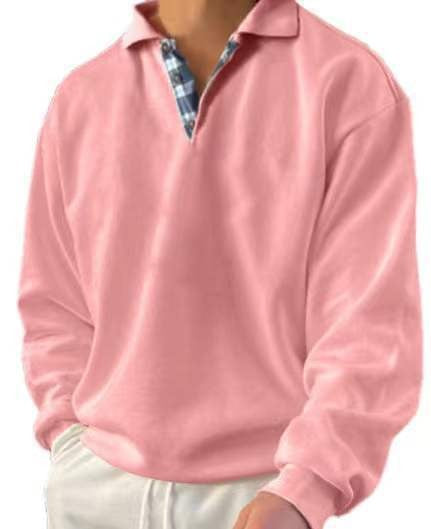 Herren Polohemd Langarm Elegant V-Ausschnitt Modern
