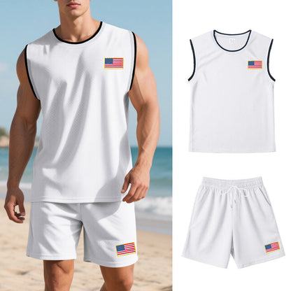 Herren Sportanzug Ärmellos Kurz ShortsFitness