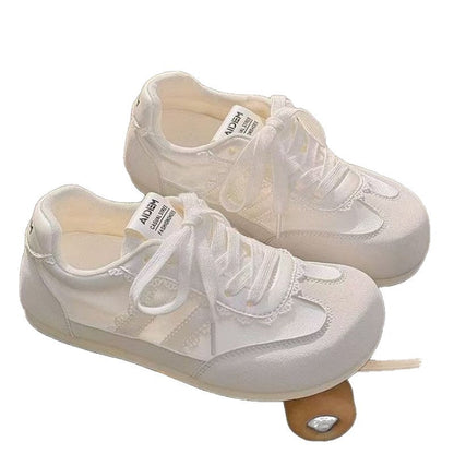 Damen Sneaker Weiß Atmungsaktiv Mit Spitzendetail