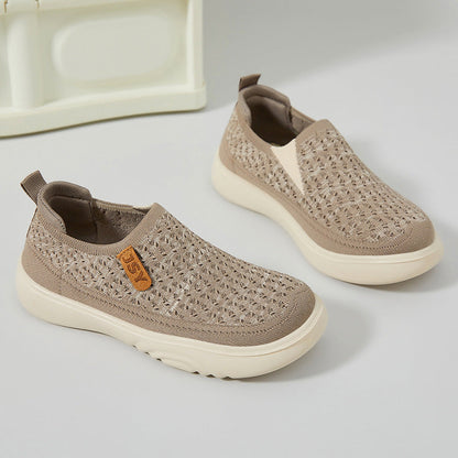 Damen Sneaker Slip-On Elastisch Bequem Weißen