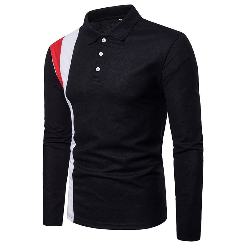 Herren Poloshirt Langarm Modern Farbblock Komfortschnitt