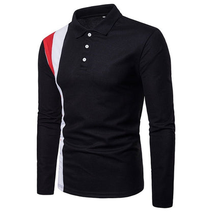 Herren Poloshirt Langarm Modern Farbblock Komfortschnitt