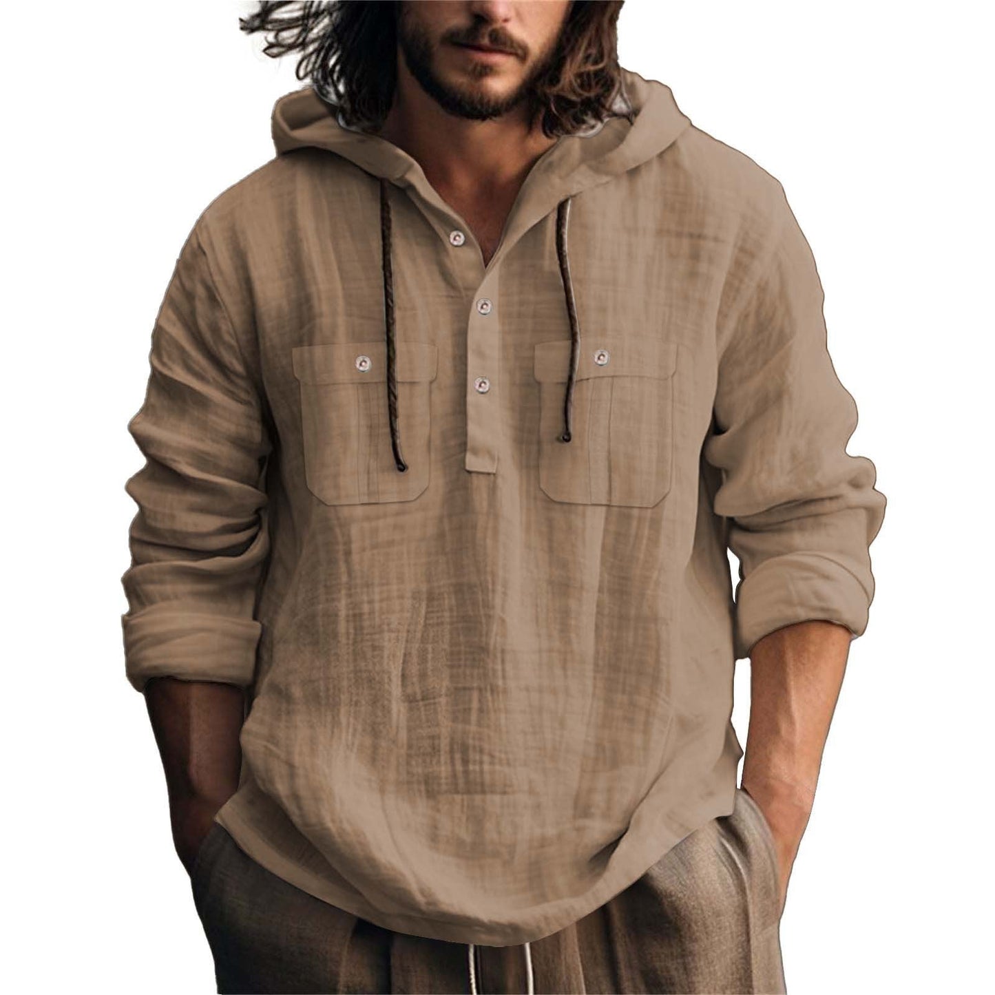 Herren Kapuzenpullover Lässig Mit Taschen Grau - BerlinGlamour