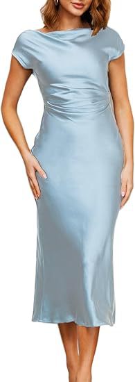 Damen Abendkleid Satin Elegantes Rückenausschnitt Kleid