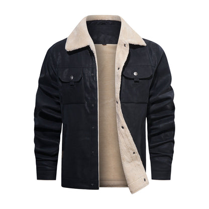 Herren Kunstlederjacke Teddyfutter Lederjacke Modern
