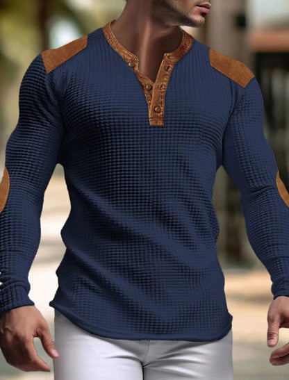 Herren Langarmshirt Modern mit Kontraststreifen und Strukturoptik