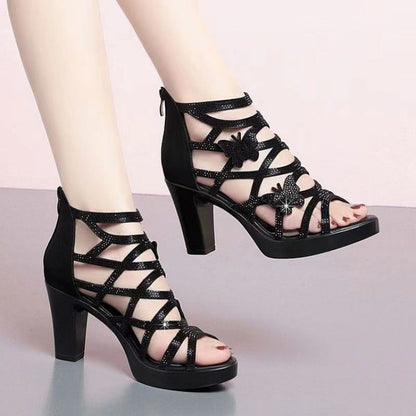 Damen Plateau-Sandaletten Elegantes Design Schmetterling Dekor