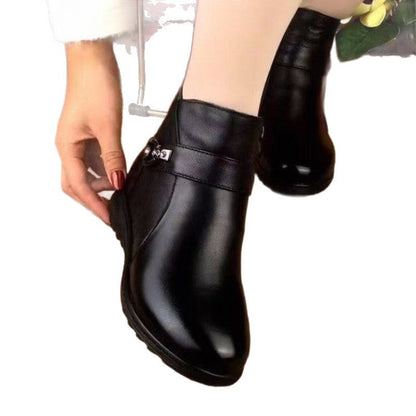 Damen Stiefeletten Elegantes Design Schnallen Detail Reißverschluss
