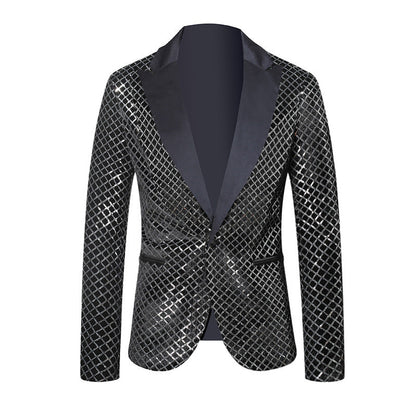 Herren Blazer Modern Pailletten Elegant Schwarzer Abendanzug