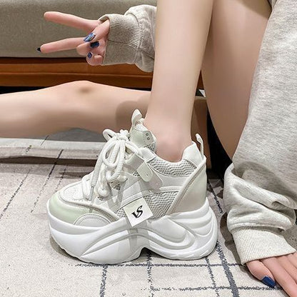 Damen Sneaker Plattform atmungsaktiv Mesh Sohle Weich