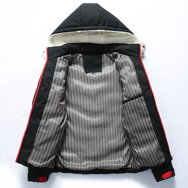 Herren Winterjacke Gefüttert Warm mit Abnehmbarer Kapuze
