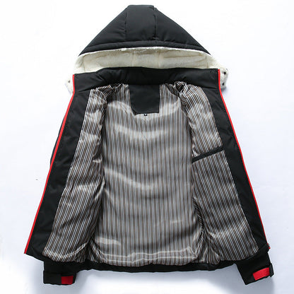Herren Winterjacke Gefüttert Warm mit Abnehmbarer Kapuze