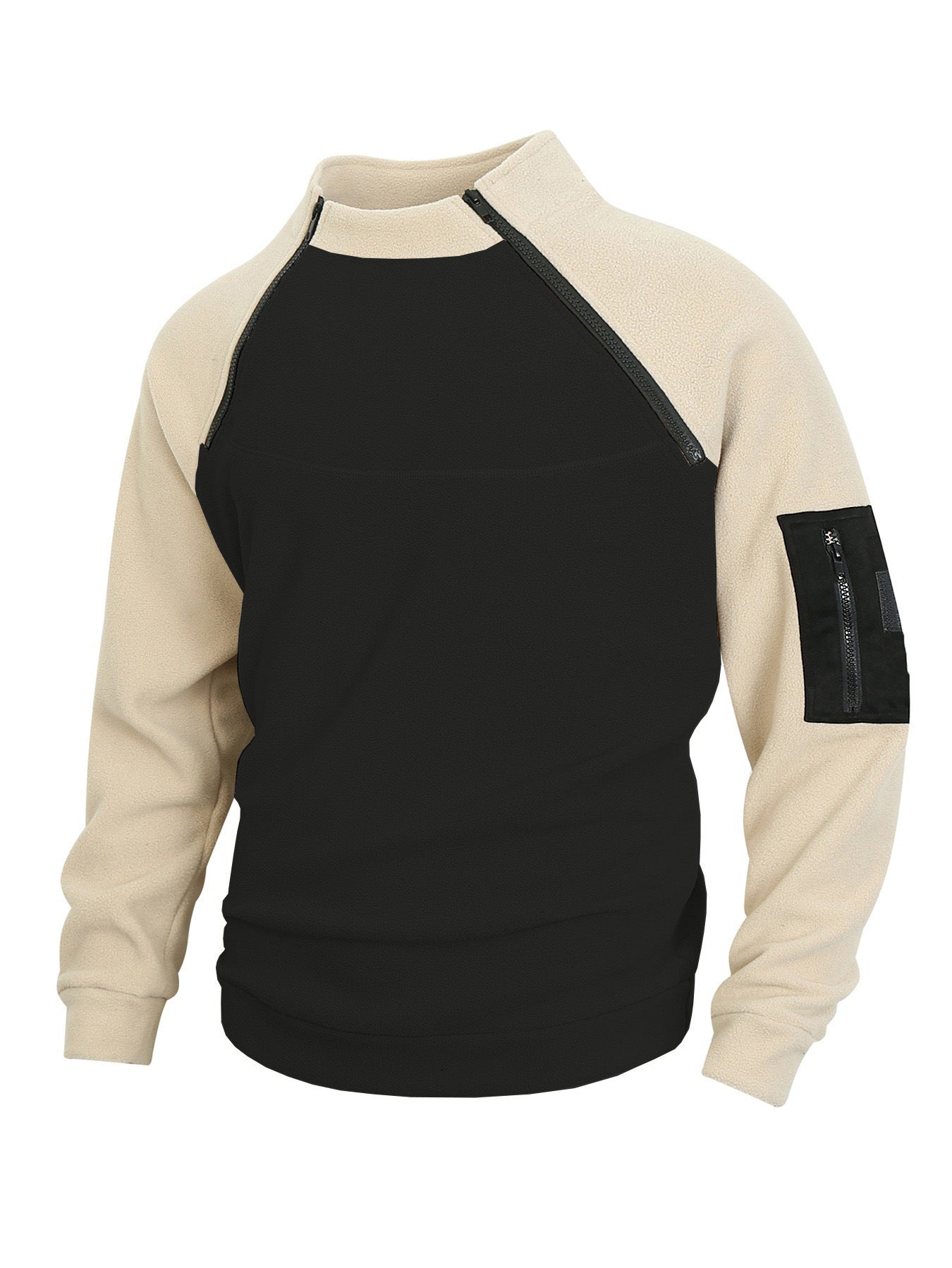 Herren Fleece Pullover Warm mit Reißverschluss Kragen