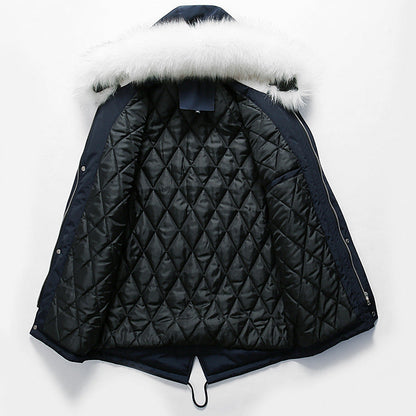 Elegante Herren Winterjacke mit Kapuze und Kunstfell