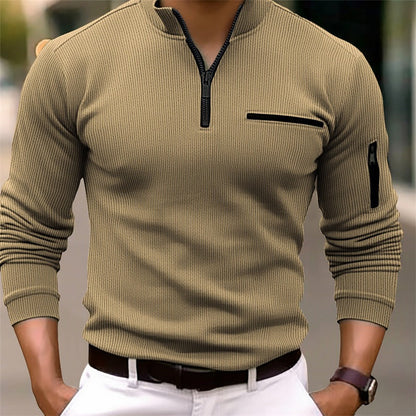 Herren Sportshirt Langarm Zip Modern Sportlich - BerlinGlamour