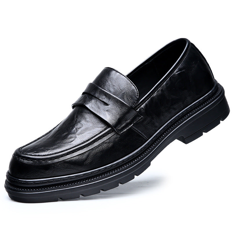 Herren Ledermokassins Elegante Rutschfeste Sohle Schwarz