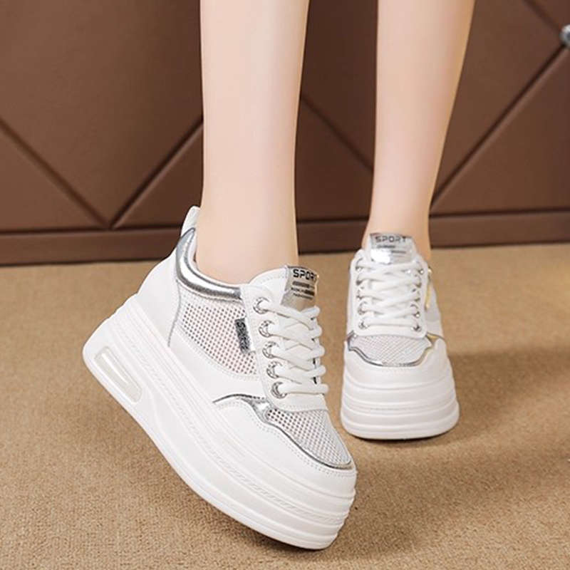 Damen Plateau Sneaker atmungsaktiv mit Mesh Obermaterial