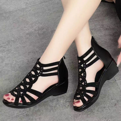 Damen Sandalen Elegant Glitzer Cut-Out Design