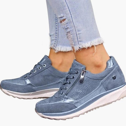 Damen Sneaker Sportlich Atmungsaktiv Mit Reißverschluss