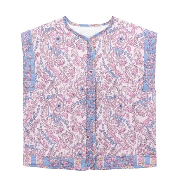 Damenweste Steppweste Floral Modern mit Taschen