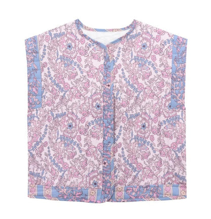 Damenweste Steppweste Floral Modern mit Taschen