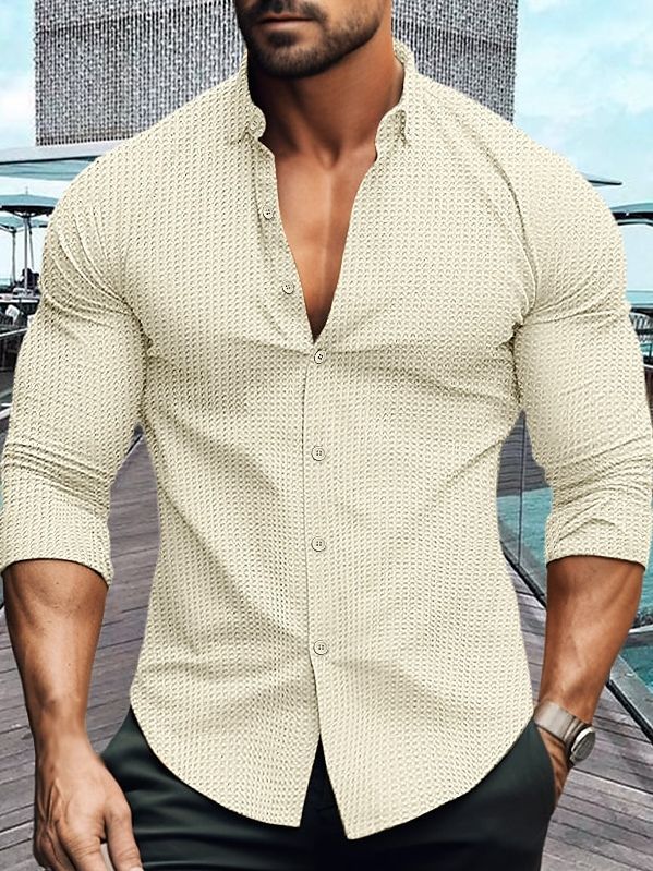 Elegantes Herren Langarmhemd Strukturiert Modern - BerlinGlamour