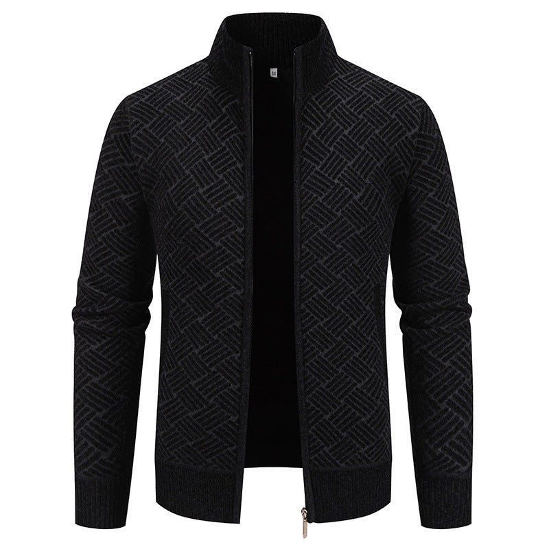 Herren Strickjacke Karomuster Modern Geschnürt