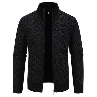 Herren Strickjacke Karomuster Modern Geschnürt