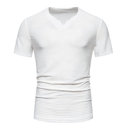 Männer T-Shirt V-Ausschnitt Strukturiert Modern