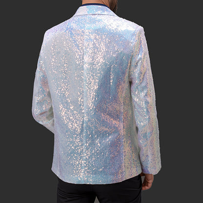 Herren Blazer Paillettenjacke Schimmernd Party