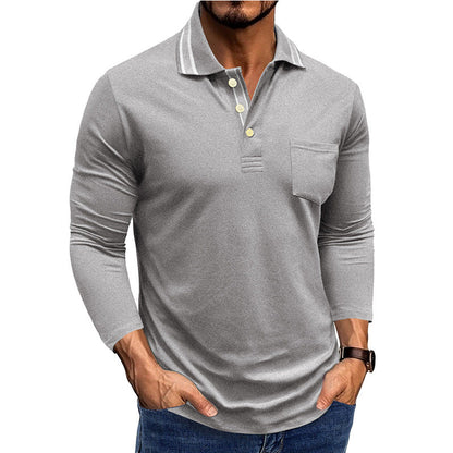 Herren Langarm Polo Modern Kontrastkragen Slimfit - BerlinGlamour