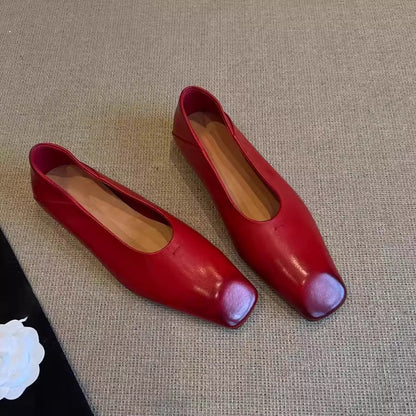 Damen Ballerinas Elegant Leder Braun Komfort