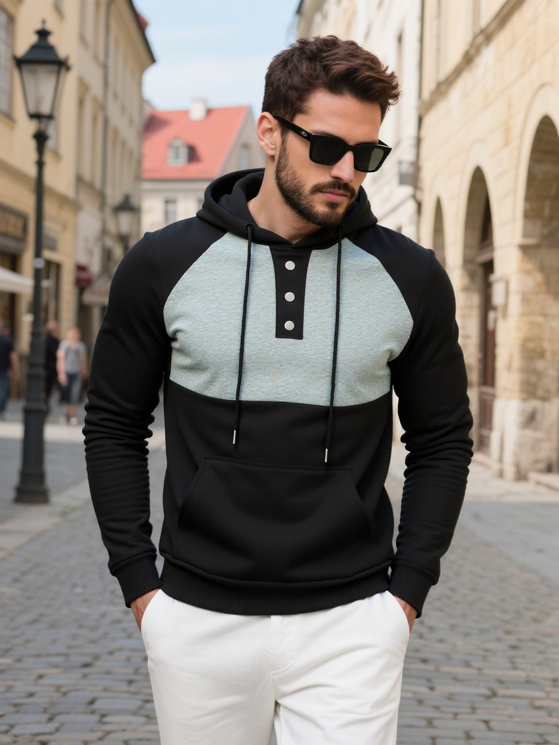 Herren Hoodie Kontrastdesign Modern Streetwear Style