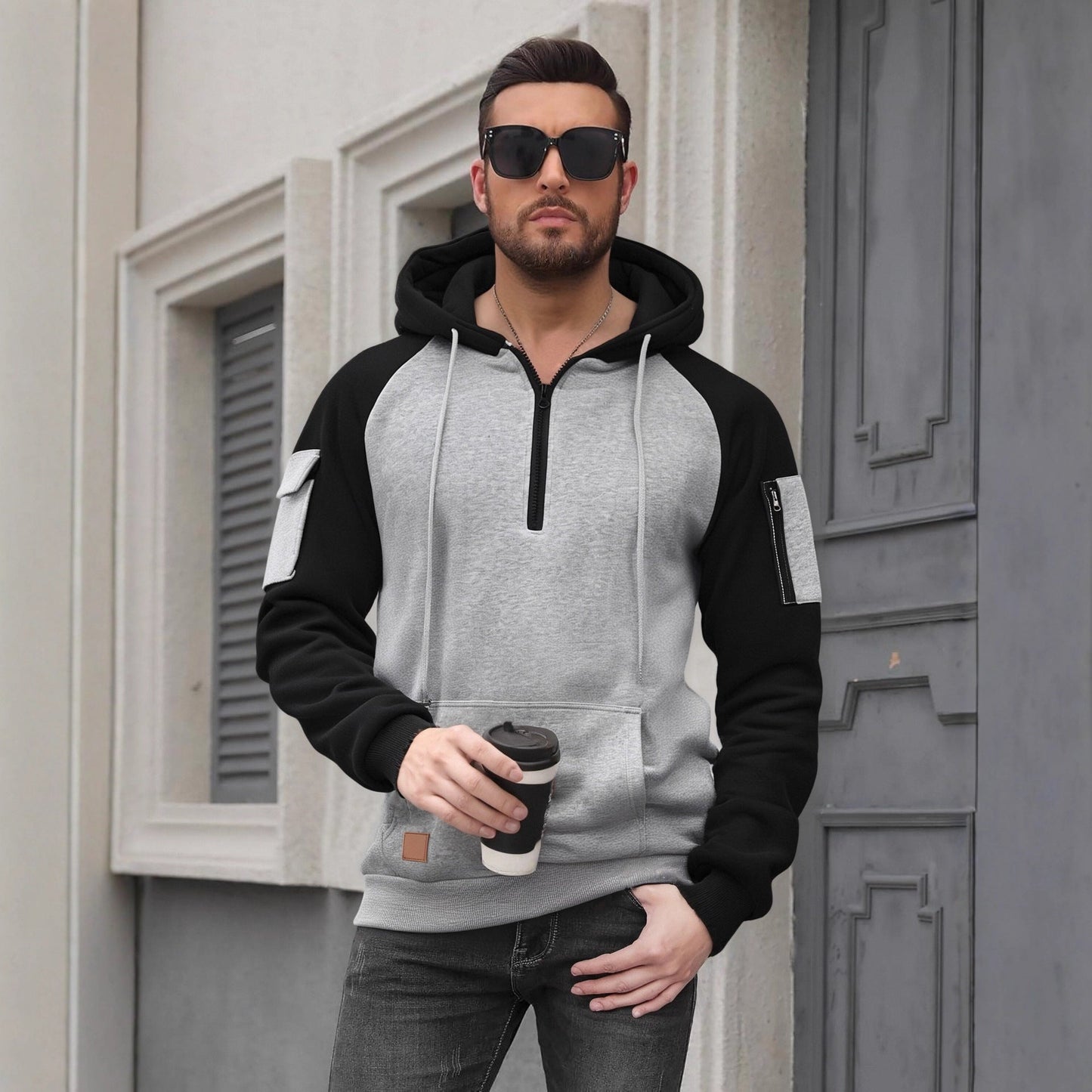 Herren Kapuzenpullover Sportlich Modern Mit Reißverschluss - BerlinGlamour
