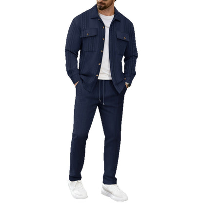 Moderne Herren Strickanzug Set Elegant Grau