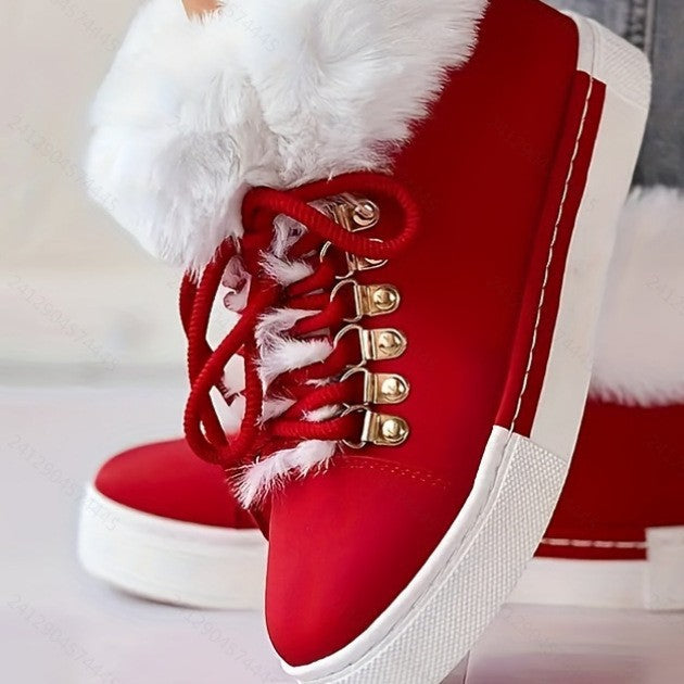 Damen Sneaker High-Top Sportlich Flauschig Winter