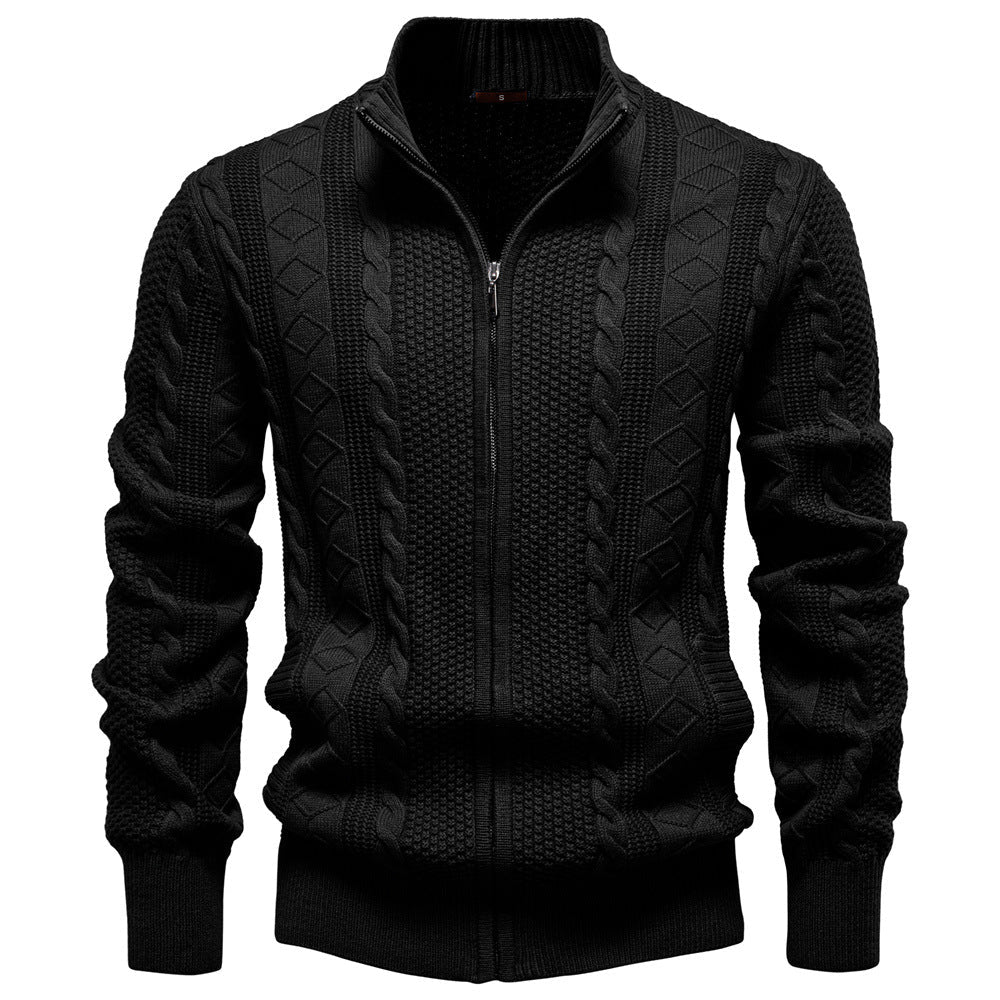 Herren Strickjacke Strukturiert Reißverschluss Modern