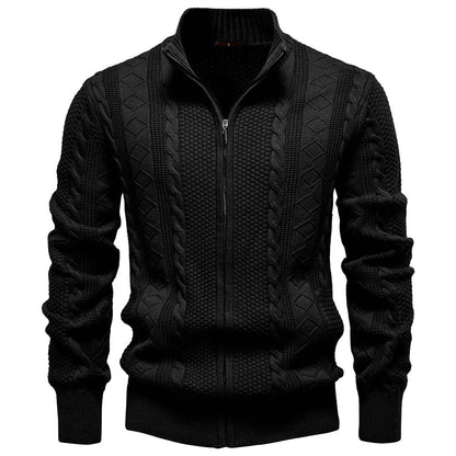 Herren Strickjacke Strukturiert Reißverschluss Modern