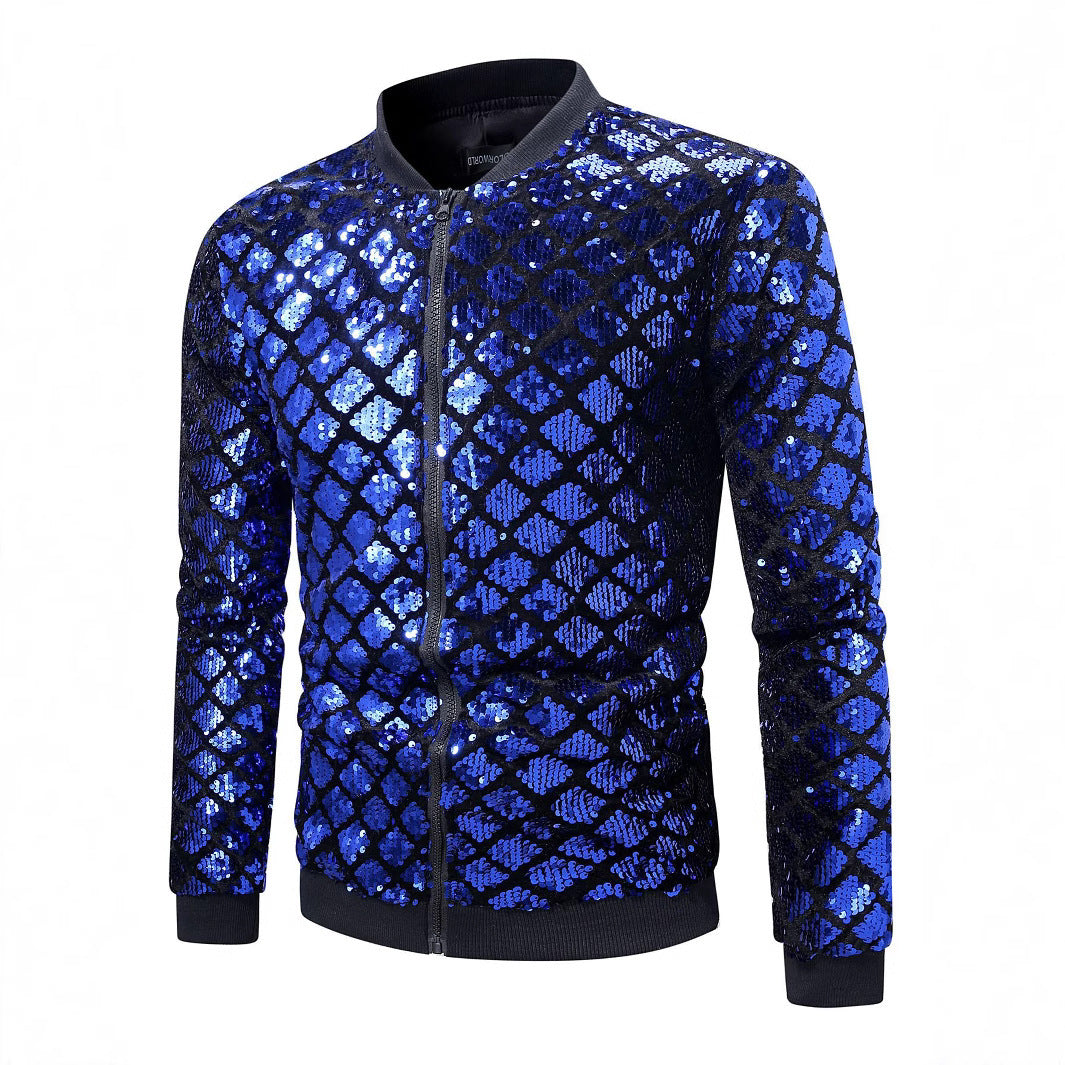 Herren Bomberjacke Glitzernd mit Strasssteinen Modern - BerlinGlamour