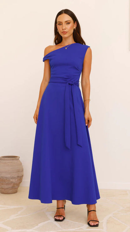 Damen Maxikleid Asymmetrisch Elegantes Abendkleid Lang