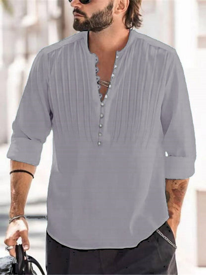 Herren Hemd Plissee Elegantes Button Down Design