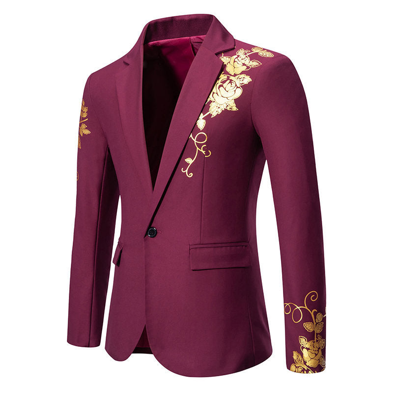 Herren Blazer Elegant Floral Goldfarben Modern