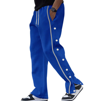 Herren Sport Hose Elastisch Mit Druckknöpfen