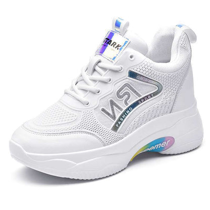 Damen Sneaker Sportlich Bequem Weißen Lederschuhe
