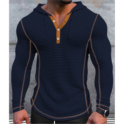 Herren Kapuzenshirt Modern mit Knöpfen und Struktur