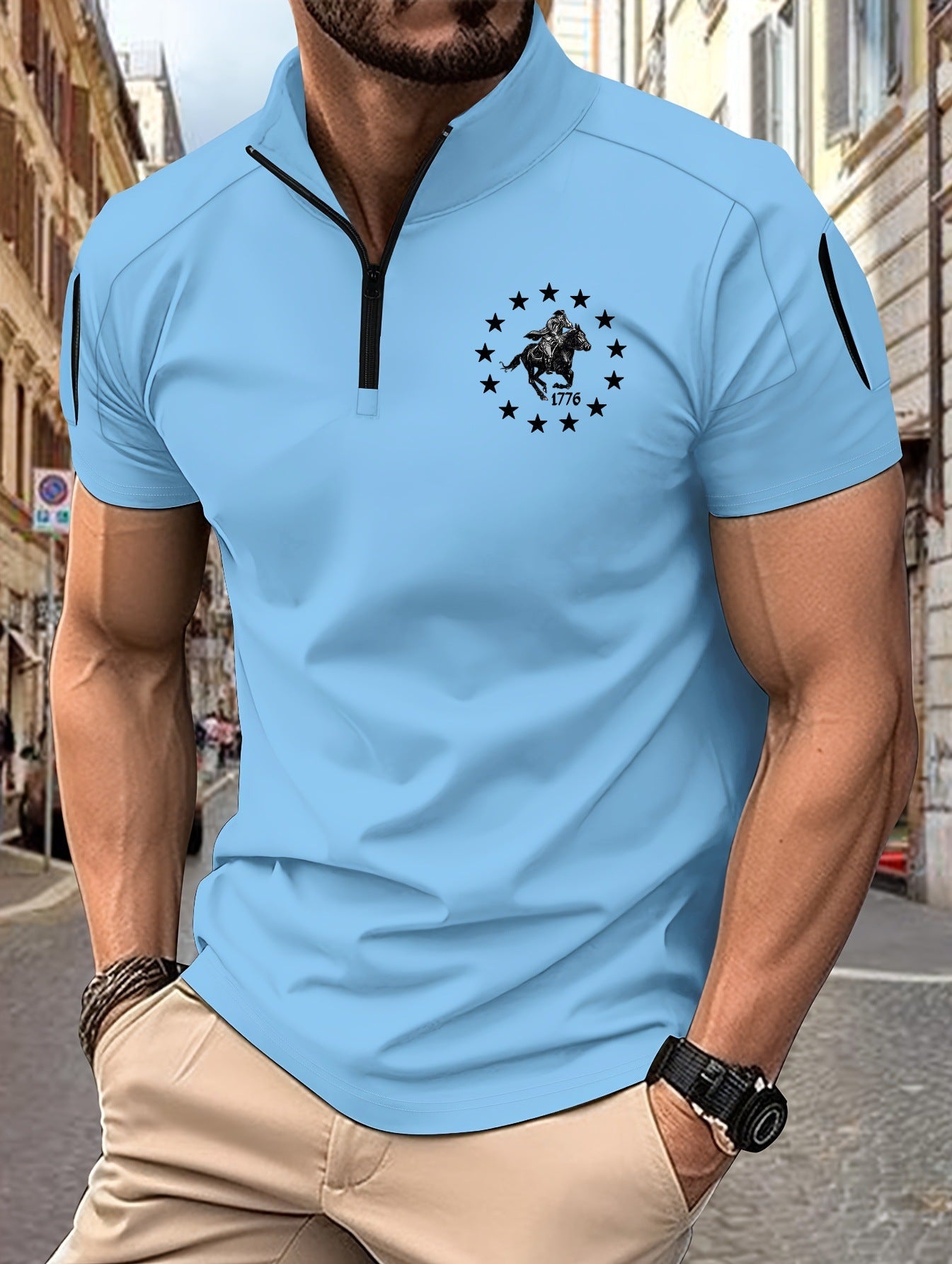 Herren Funktionsshirt Kurzarm mit Reißverschluss Modern