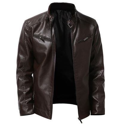 Herren Lederjacke Biker Stil Schwarz Modern