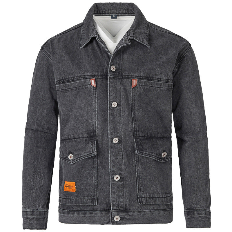 Herren Jeansjacke Slim Fit Modern mit Taschen und Nieten