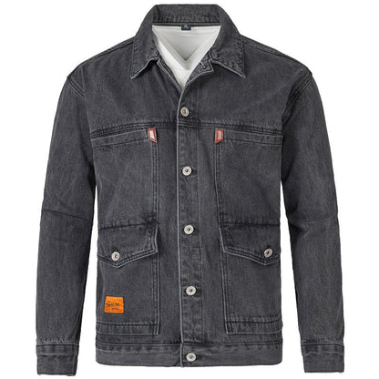 Herren Jeansjacke Slim Fit Modern mit Taschen und Nieten