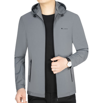 Herren Regenjacke Waterproof Kapuze atmungsaktiv
